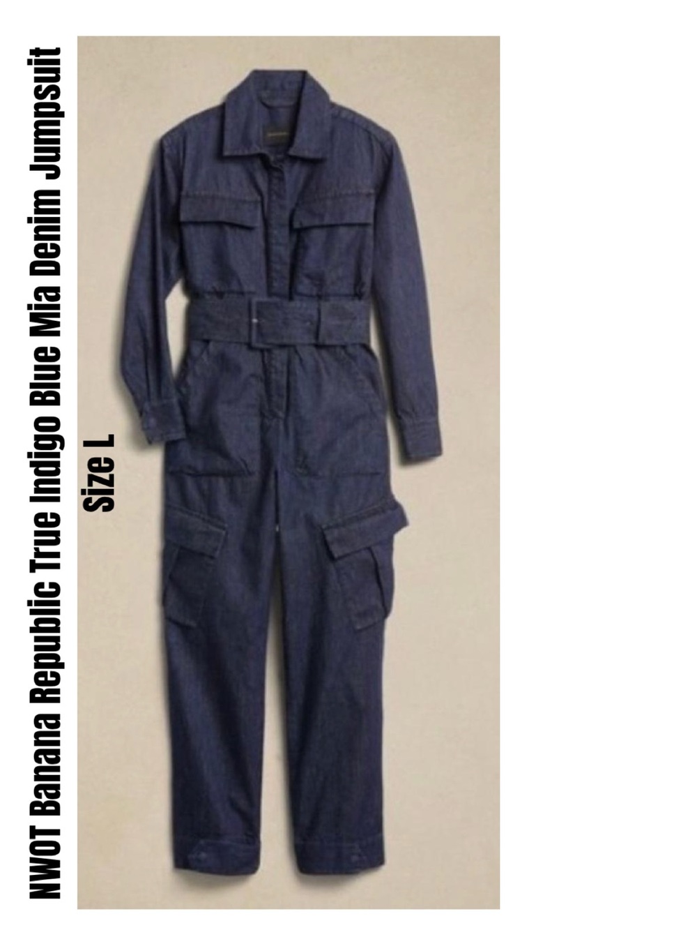 Banana Republic True Indigo Blue Mia Denim Jumpsuit Size L